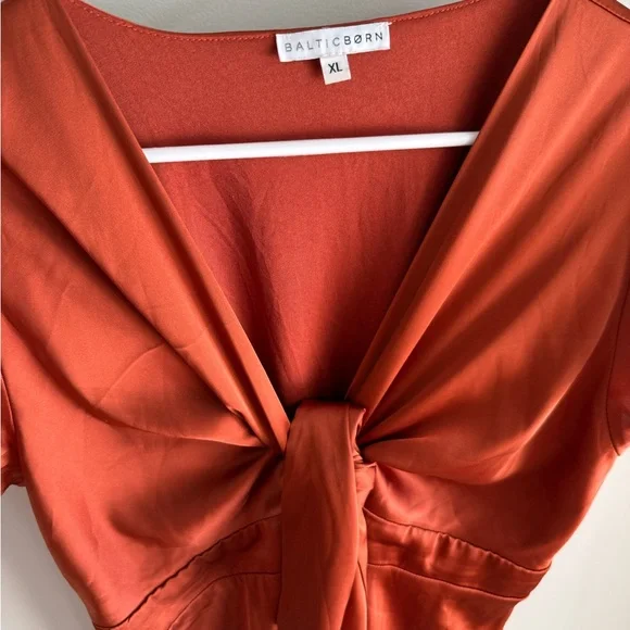Baltic Born Poppy Satin Midi Dress - Rust Burnt Orange - Size Extra Large XL - Picture 4 of 14